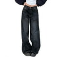 thumbnail image 1 of BLOCLOALO Wide Leg Jeans Baggy Pants Denim Pants Low Rise Jeans Dress Pants Stretch Pants Lounge Pants Trendy Loose Pants Women's Athletic Pants Loose Womens Pants Lightweight Pants Women Black L, 1 of 7