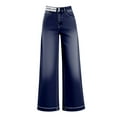 thumbnail image 1 of BLOCLOALO Wide Leg Jeans Dress Pants Plus Size Denim Pants High Waisted Pants Stretch Pants Cowboy Cropped Pants Thin Loose Soft Pants for Women Palazzo Pants for Women Women Work Pants Dark Blue Xxl, 1 of 7