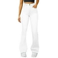 thumbnail image 1 of BLOCLOALO Wide Leg Jeans Flare Jeans Denim Pants High Waisted Pants Stretch Pants Loose Solid Color Slim Fit Pants with Pockets Casual Pants Business Casual Pants Women's Athletic Pants White 6Xl, 1 of 8