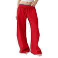 thumbnail image 1 of BLOCLOALO Wide Leg Pants Work Pants Baggy Sweatpants Casual Barrel Sweatpant Loose Fit Drawstring Pants Workout Active Pants Palazzo Pants Elastic Pants Women's Summer Pants Sport Pants Women Red 4Xl, 1 of 6