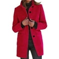thumbnail image 1 of BLOCLOALO Winter Coats Trendy Stand Collar Button Up Sweaters Wool Cardigan Coats with Pockets Lapel Long Jacket Coat Fashion Casual Open Front Outerwear Plus Size Coat Fitted Warm Cardigans Red S, 1 of 5