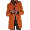 thumbnail image 1 of BLOCLOALO Winter Coats Trendy Stand Collar Button Up Sweaters Wool Cardigan Coats with Pockets Lapel Long Jacket Fashion Casual Open Front Outerwear Plus Size Coat Fitted Warm Cardigans Orange Xxl, 1 of 5
