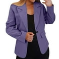 thumbnail image 1 of BLOCLOALO Women's Blazers Suit Jackets Open Front Cardigan Autumn and Winter Long Sleeved Button Solid Color Cardigan Small Suit Jacket Work Business Suit Jacket Work Blazer Trendy Coat Purple S, 1 of 7