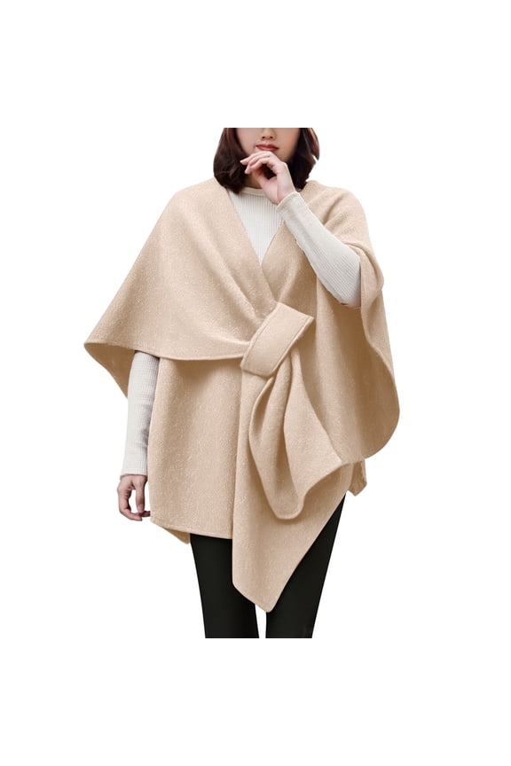 Women's Shawl Wrap Poncho Elegant Soft Open Front Cardigan Shawls for Spring Fall Winter Cross Front Wedding Travel Shawls Cape Beige One Size