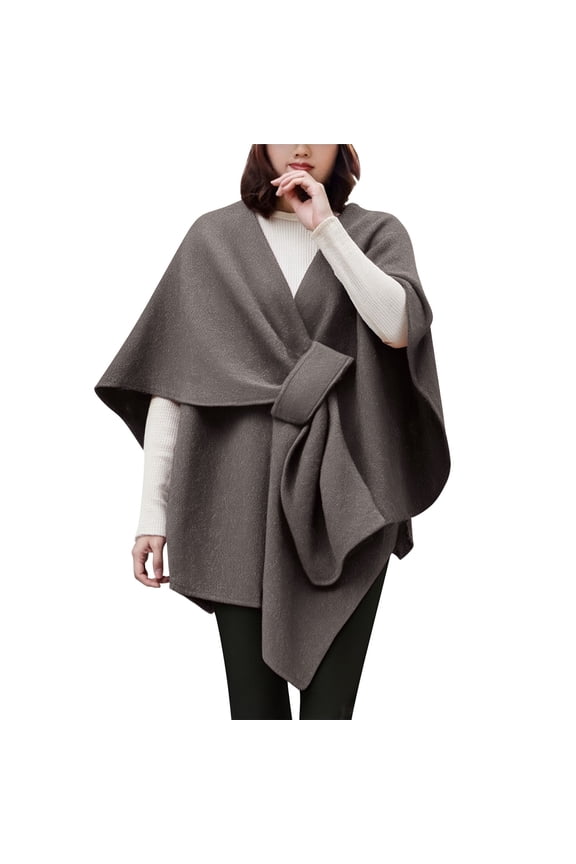 Women's Shawl Wrap Poncho Elegant Soft Open Front Cardigan Shawls for Spring Fall Winter Cross Front Wedding Travel Shawls Cape Dark Gray One Size