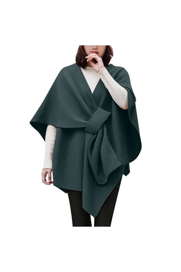 Women's Shawl Wrap Poncho Elegant Soft Open Front Cardigan Shawls for Spring Fall Winter Cross Front Wedding Travel Shawls Cape Green One Size