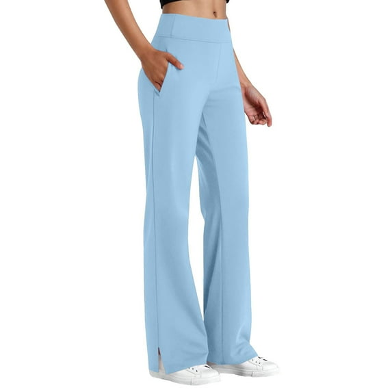 BLOCLOALO Womens Wide Leg High Waist Yoga Pants Loose Casual Sweatpants with Pocket Athletic Pants Yoga Casual Pants Stretch Lounge Pants Casual Pants Athletic Pants Casual Pants Light Blue S