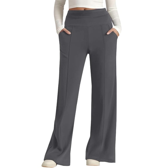BLOCLOALO Workout Pants Stretch Pants Women's High Elasticity Wide Leg Pocket Yoga Pants Casual Fitness Pants Athletic Pants Active Pants Women's Sweatpants Grey Xl
