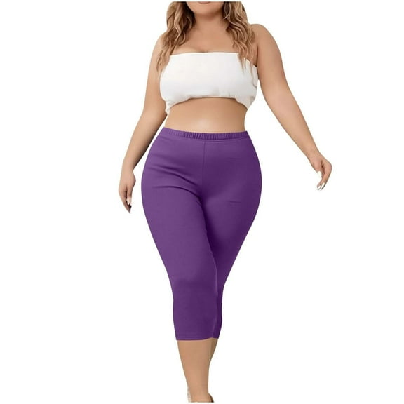 BLOCLOALO Yoga Pants Leggings Pants for Women Plus Size Yoga Leggings Casual Elastic Waist Cropped Pants Knee Length Workout Stretchy Pants Women's Athletic Pants Lightweight Pants Women Pp2 4Xl