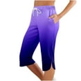 thumbnail image 1 of BLOCLOALO Yoga Pants Stretch Pants Leggings with Pockets Knee Length Petite Summer Lightweight High Waisted Athletic Workout Yoga Pants Capri Pants Drawstring Pants Joggers for Women Purple Xl, 1 of 4