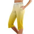 thumbnail image 1 of BLOCLOALO Yoga Pants Stretch Pants Leggings with Pockets Knee Length Petite Summer Lightweight High Waisted Athletic Workout Yoga Pants Capri Pants Drawstring Pants Joggers for Women Yellow Xl, 1 of 4