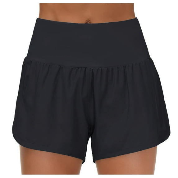 BLOCLOALO Yoga Shorts Flowy Shorts Womens High Waisted Running Shorts Athletic Workout Shorts with Mesh Liner Zipper Pockets Short Wide Leg Shorts Active Shorts Leggings Black L