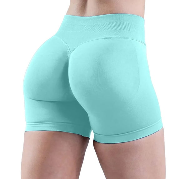 BLOCLOALO Yoga Shorts Stretch Shorts High Waist Biker Shorts for Women No Front Seamless Soft Hidden Butt Shorts Workout Gym Shorts Running Shorts Butt Lifting Shorts Active Shorts Mint Green M