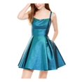 thumbnail image 1 of BLONDIE $189 Womens New Blue Glitter Metallic Fit + Flare Dress 13 Juniors B+B, 1 of 4