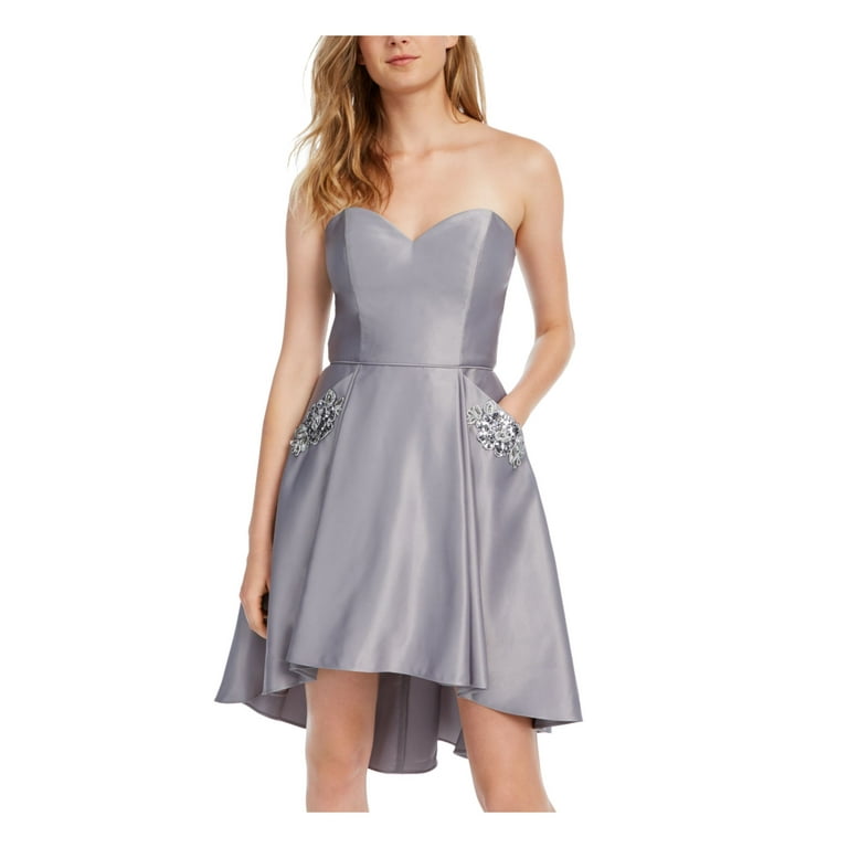 BLONDIE Womens Silver Sleeveless Short Fit + Flare Formal Dress Juniors  Size: 0