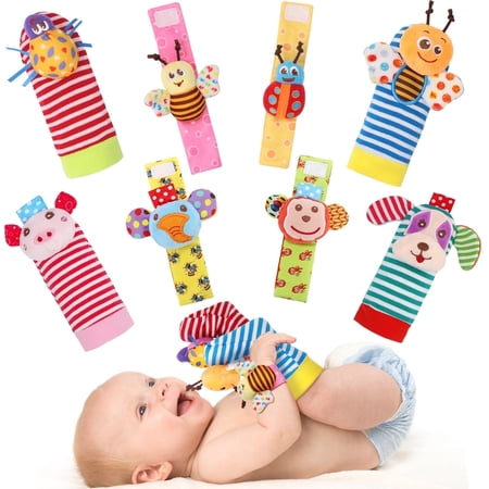 Bloobloomax Soft Baby Rattles, Wrist Rattles Foot Finder Sock Toy for 0-3 Years Boys or Girls, ASTM Certified