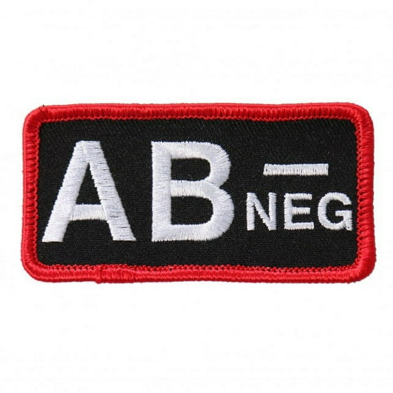 BLOOD TYPE AB NEG, High Thread Embroidered Iron-On / Saw-On, Heat Sealed Backing AB- NEGATIVE Rayon PATCH - 3" x 2"