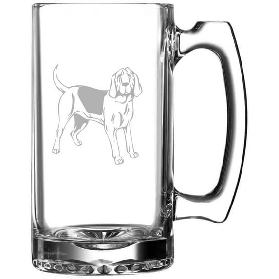 BLOODHOUND Dog Themed Etched 25oz Beer Mug