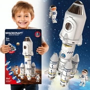 BLOONSY Rocket Ship Toys for Kids | Space Shuttle Toys Model with Astronaut Figure | Space Toys for Kids 3 5 8 10 Years Old