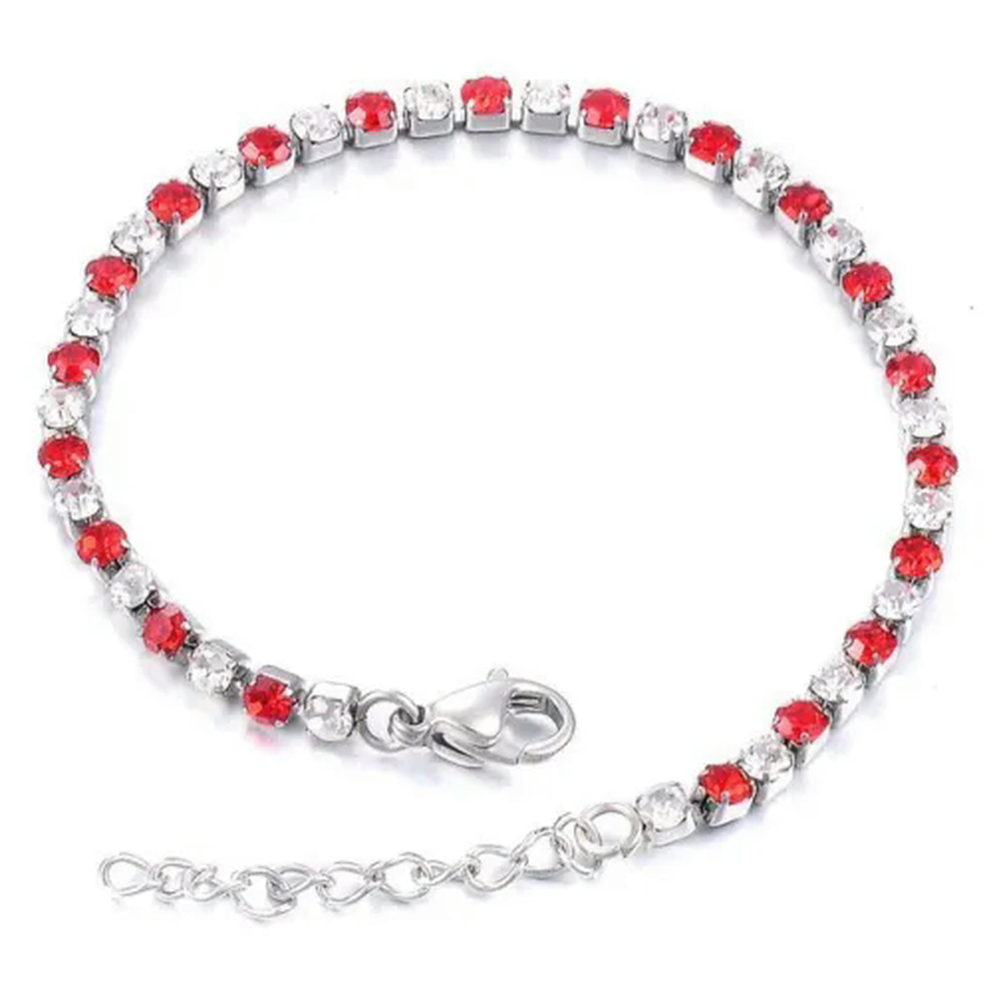 Cubic Zirconia Bracelet For Women - Colorful Zircon Copper Bracelet, 7.3 Inch, Everyday Or Special Occasion Jewelry