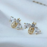 BLOPQ Fashion Cubic Zirconia Crystal Earrings Stud Drop Dangle Women Party Jewelry New-1.Cute Bee