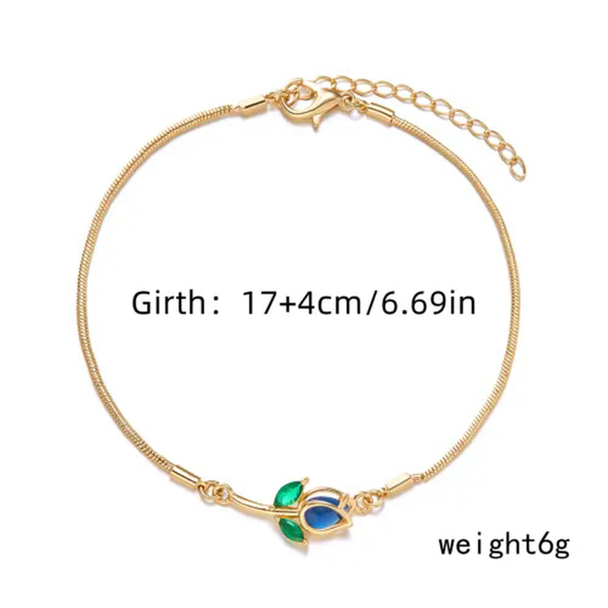 BLOPQ Fashion Tulip Flower Zircon Bracelet Adjustable Bangle Women Wedding Jewelry NewBlue