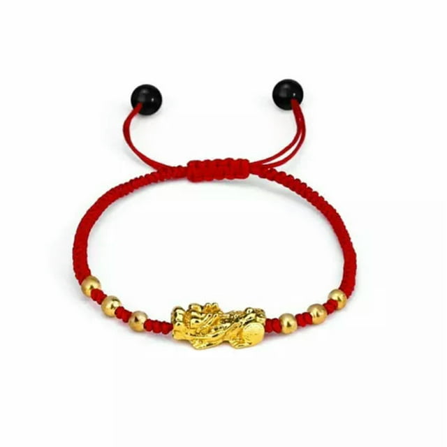 BLOPQ Fengshui Pixiu Beads Red Rope Woven Bracelet Bangle Handmade