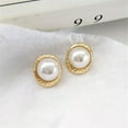 BLOPQ Gold Color Stud Earrings Acrylic Pearl Earring Multi Shape Studs