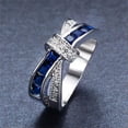 thumbnail image 1 of BLOPQ Sapphire Crystal Ring - Zirconia Stone Rings Sterling Silver Woman Jewelry Gift-9, 1 of 4