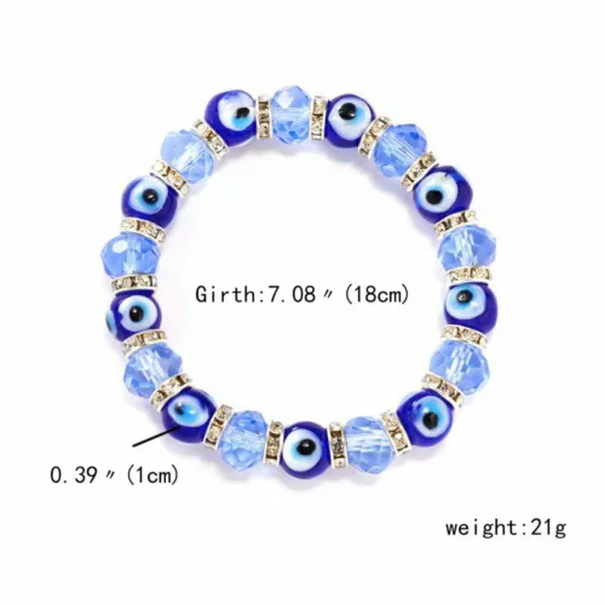 BLOPQ Turkish Evil Eye Charm Blue Beads Lucky Bracelet Bangle Women Men