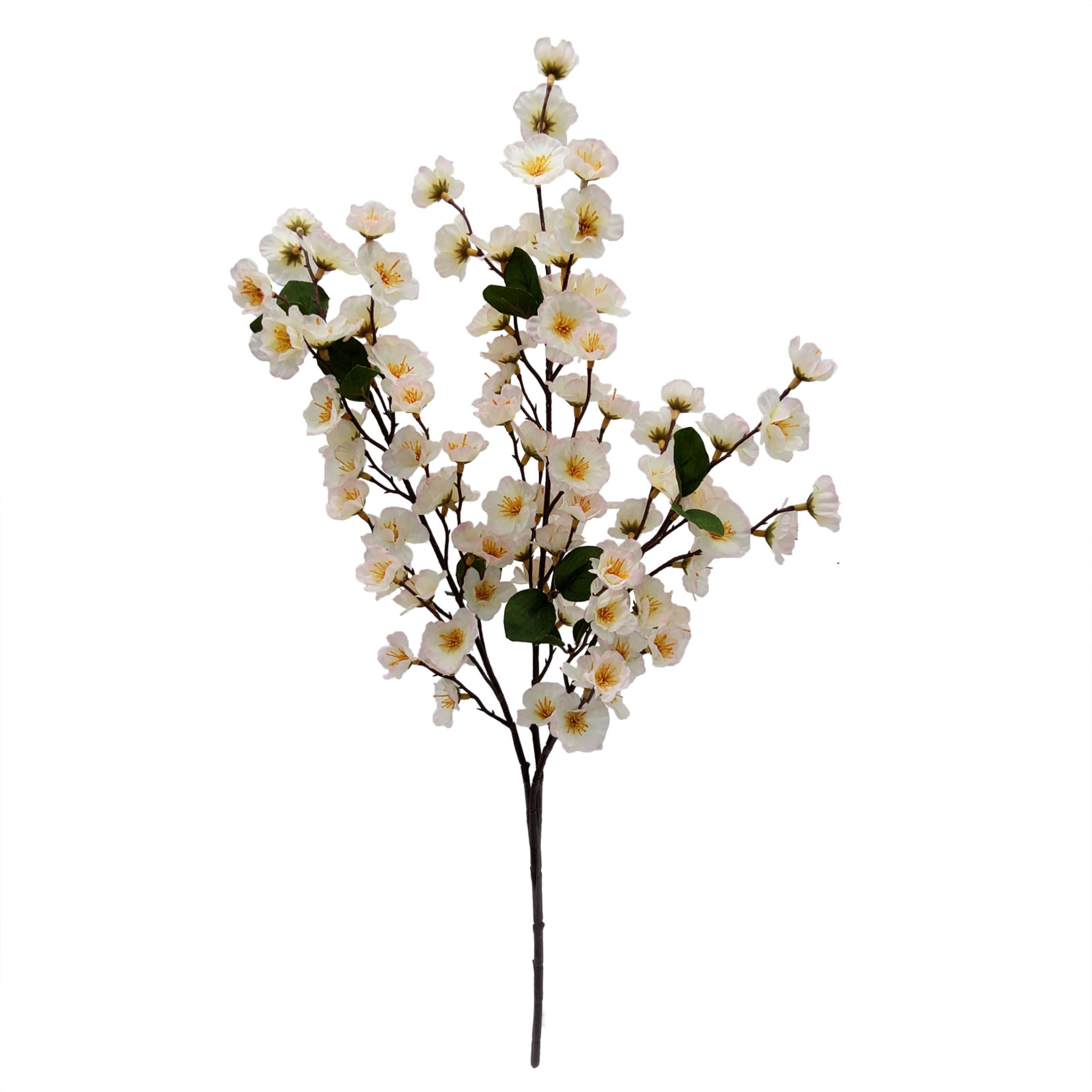Mainstays 25 in Pink Artificial Cherry Blossom Stems, Set of 6, Indoor Use.