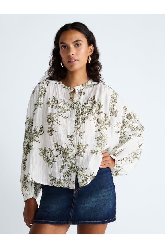 Women’s Blouson Sleeve Shirt, Sizes XS-4X