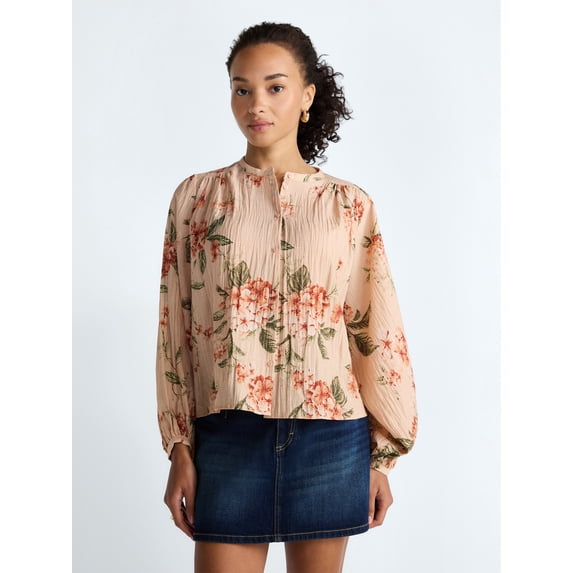 Scoop Women’s Blouson Sleeve Shirt, Sizes XS-4X