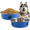 thumbnail image 1 of BLRTUN Blue 2-Pack Stainless Steel Dog Bowls with Non-Slip Base,3.5 Cup Heavy Duty Pet Food & Water Dishes for Dogs Cats - Dishwasher Safe,Rust Proof Metal Bowls BPA Free, 1 of 8