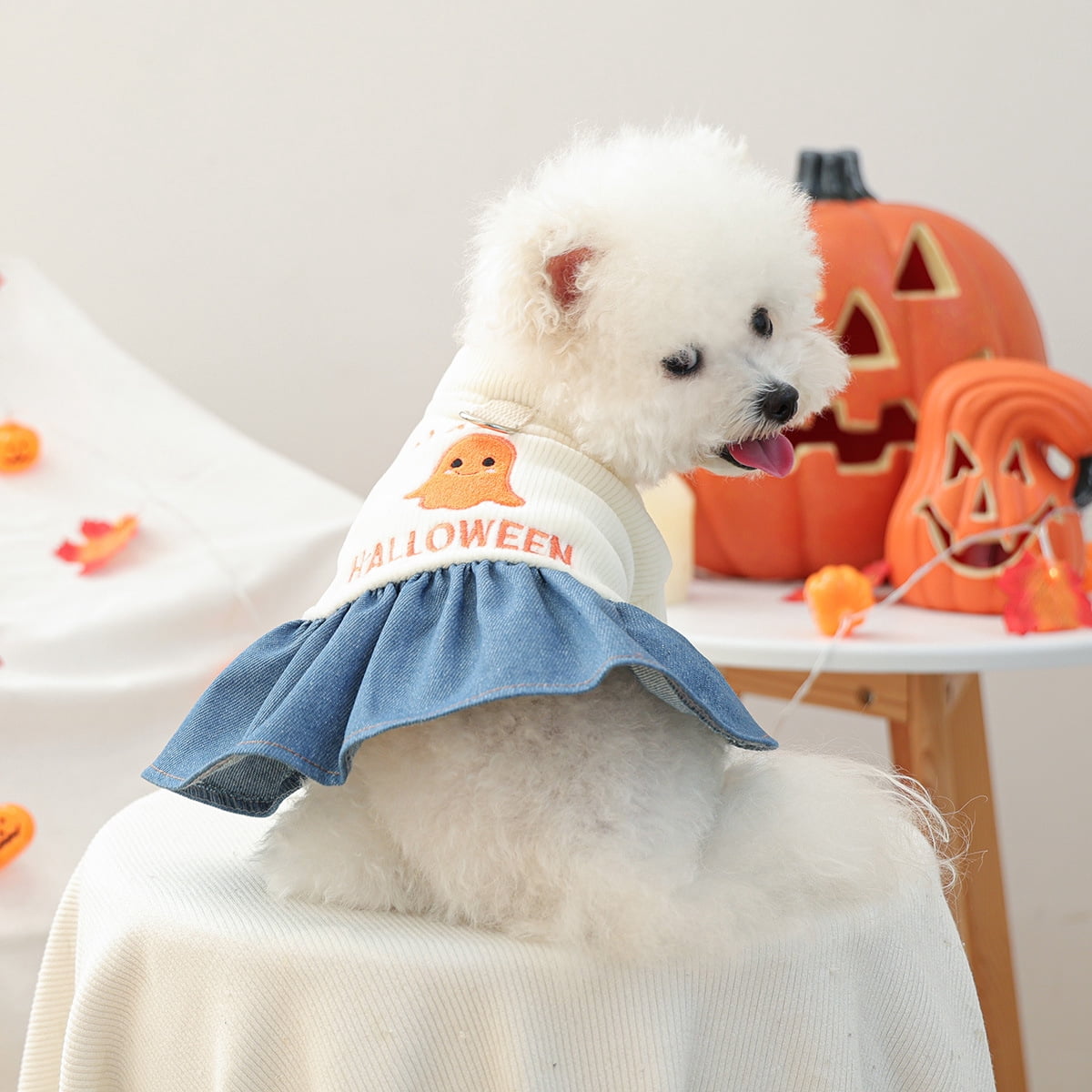 BLRTUN Halloween Dog Dress Costumes for Small Dogs Girl Tulle Dress Dog Clothes Skull Holiday Pet Costume Cat Outfits