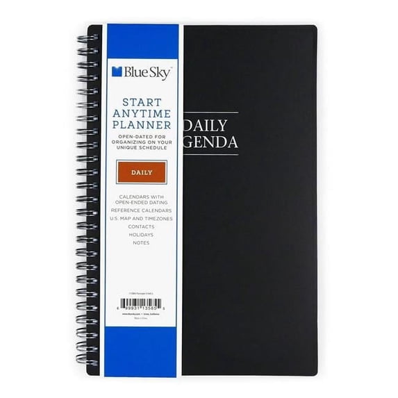 BLS 5.5 x 8.5 in. Passages Flexible Cover Undated Daily Planner - Black