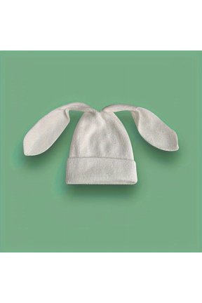 1pc Cute Long Fluffy Bunny Ears Knitted Beanie Hat Beige