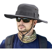 BLSCODE Mens Sun Hats Summer UPF50+ Wide Brim Bucket Hat Breathable Waterproof Foldable Safari Boonie Cap Grey