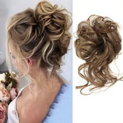 BLSCODE Messy Hair Bun Hair Scrunchies Extension Curly Wavy Messy Synthetic Chignon Ponytail Hair Extensions Thick Updo Hairpiece for Women Girls 1PCS Color 12H24#