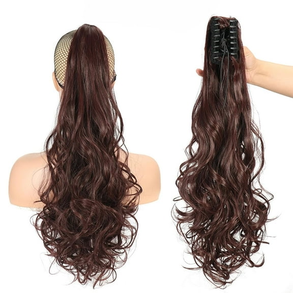 BLSCODE Ponytail Extension Clip in Hair Extensions for Women Long Wavy Curly Body Wave Ponytail Hair Extensions Synthetic Hair with Claw Clip 33#