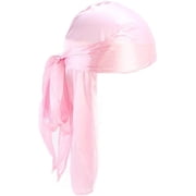 BLSCODE Silky Durag for Men Wave, Premium Satin Deluxe Du-rag with Long Tail Headscarf Elastic Wide Straps Pink