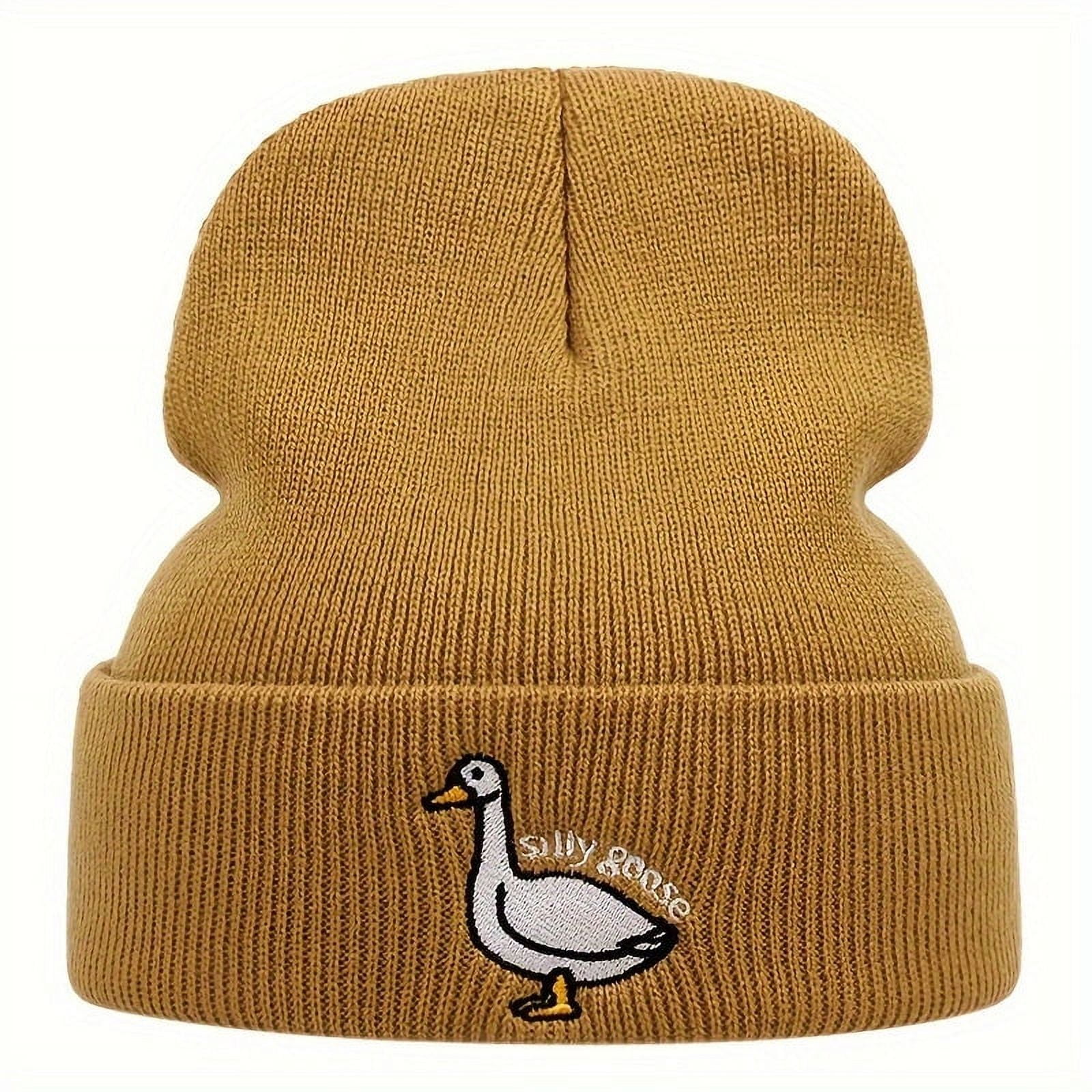 BLSCODE Silly Goose Embroidery Beanie Hat Winter Warm Knitted Hat