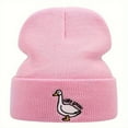 thumbnail image 1 of BLSCODE Silly Goose Embroidery Beanie Hat Winter Warm Knitted Hat Cartoon Decor Warm Beanies For Daily Wear Pink, 1 of 10