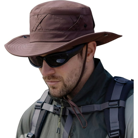 BLSCODE Sun Hats for Women Men UV Protection Summer Hat Wide Brim Packable UPF50 Cowboy Hat Hiking Fishing Hats Coffee