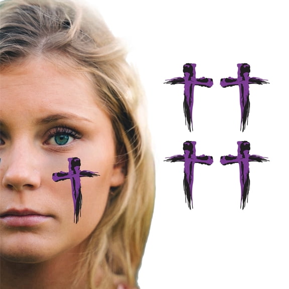 BLSTK Cross Temporary Tattoo Eye Black | 2-Pack | Purple