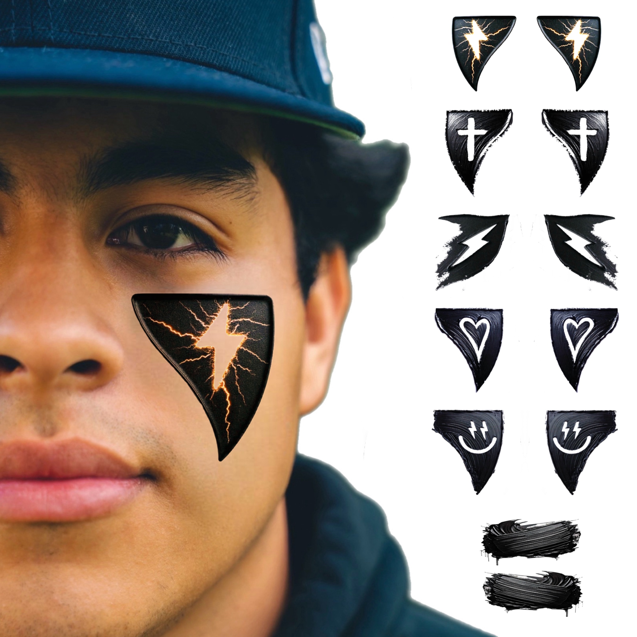 BLSTK Variety Pack Temporary Tattoo Eye Black | 6-Pack | Cut-Out Collection