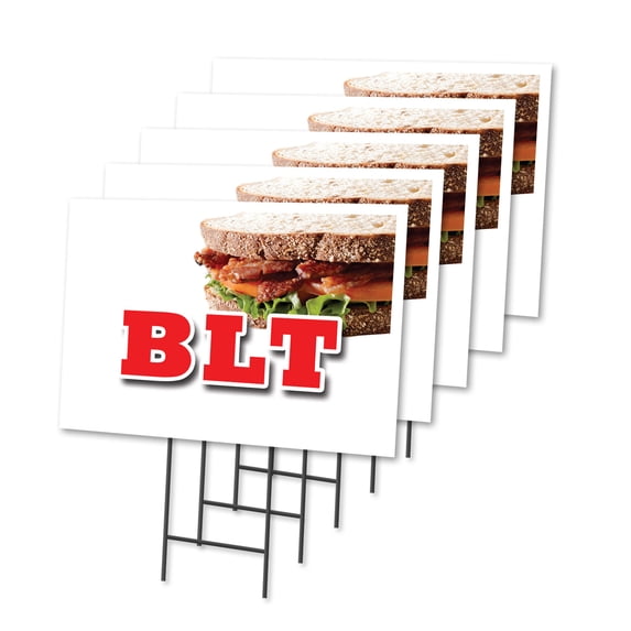 BLT 5 Pack Of 18" x 24" Yard Sign & Stake | Advertise Your Business | Stake Included Image On Front Only | Made in The USA