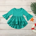 thumbnail image 1 of BLTIBY 1-6Years Toddler Kids Baby Girls Shirt Tops Fashion Cute Spring Autumn Solid Color Ruffles Trumpet Long Sleeves Top Bottoming Blouse Mint Green 5-6 Years, 1 of 8