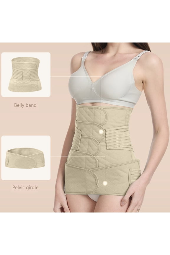 2 in 1 Postpartum Belly Band Wrap, C-Section Support Belt, Post Partum Support Recovery Waist/Pelvis Belt, Hysterectomy Belly Band Binder Girdle Stomach Yellow XXL