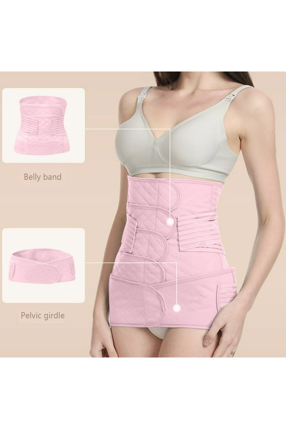 2 in 1 Postpartum Belly Band Wrap, C-Section Support Belt, Post Partum Support Recovery Waist/Pelvis Belt, Hysterectomy Belly Band Binder Girdle Stomach Pink M